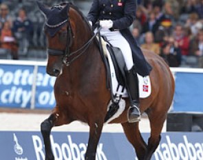 One of the most surprising combinations in the Grand Prix: Siril Helljesen on Dorina (by Don Schufro). They were on the rise the entire season, but it all fell into place in Rotterdam. They scored a whopping 71.261%