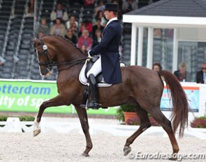 Belgian Philippe Jorissen and the Oldenburger gelding Le Beau (by Le Coeur) have improved much since they have been training with Jan Bemelmans: there was more peace and quietness in their ride