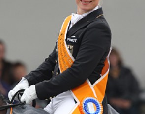 Isabell Werth is all smiles at the prize giving ceremony
