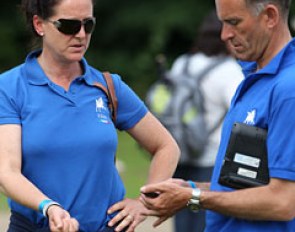 Italian junior/young riders team trainer Anna Merveldt and FISE Sports Director David Holmes at the 2011 European Junior / Young Riders Championships :: Photo © Astrid Appels