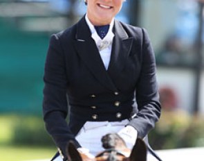 Finland's Stella Hagelstam is all smiles after her ride on Soraya II (by Sandro Hit)