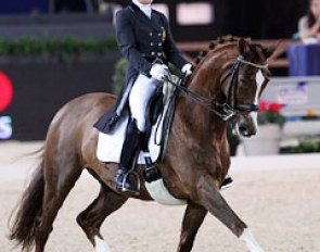 Julie de Deken had her Westfalian gelding Fazzino (by Florestan) on fire. The chestnut looked energetic and fresh.  67.723%