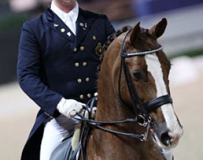 Philippe Jorissen and Le Beau (by Le Coeur). They were having a strong ride but went off course which made the score drop to 67.809%