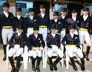 The international Dressage Quadrille: Standing: Baumgart, Hansen, Kemmer, Bemelmans, Kasselmann, Münch, Kerner, Koschel; seated: Michalke, Boylen,  Beckfeld, Henschke