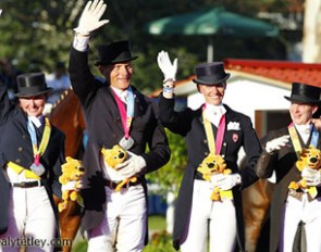 The Canadian Team won silver at the 2011 Pan American Games in Guadalajara, Mexico: Roberta Byng-Morris, Tom Dvorak, Tina Irwin and Crystal Kroetch :: Photo © Cealy Tetley