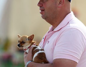 Stephanie Kooijman's father with her Chihuahua