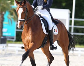 Laurence Roos on Ambaro Saturnus at the 2011 CDI-YR Roosendaal :: Photo © Astrid Appels