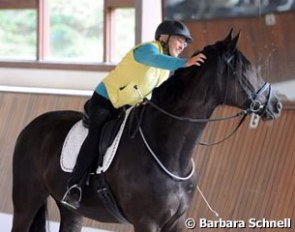 The 73-year old Tellington-Jones was not afraid to climb aboard