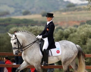 Portuguese Maria Caetano on Volapie de Lym. This Lusitano stallion has very strong movements which is promising for the future