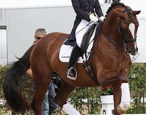 Nadine Capellmann schooling Girasol before the prize giving