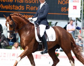 Norwegian Mette Hansson on the brightly coloured chestnut Vivelstads Renoir (by De Noir x Resident)