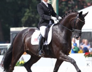 Sanne Henningsen and Atterupgaards Final Kiss at the 2011 World Young Horse Championships :: Photo © Astrid Appels