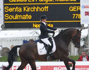 Senta Kirchhoff on Soulmate (by Sandro Hit x Calypso II). Wonderful horse with much cadence and a very powerful hindleg, especially in canter