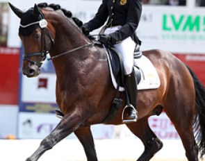 Larissa Pauluis and Don Massimo at the 2011 World Young Horse Championships :: Photo © Astrid Appels