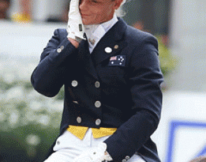 Hayley Beresford in tears after completing the Grand Prix at the 2012 CDIO Aachen and achieving the best score of all Australians at the event :: Photo © Astrid Appels