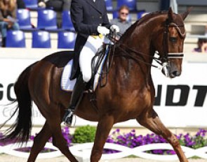 Maria von Essen and Ferdi in the half pass at the 2012 CDIO Aachen :: Photo © Astrid Appels
