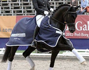 Kristina Sprehe and Furst Fugger win the 6-year old preliminary test at the 2012 Bundeschampionate :: Photo © LL-foto.de