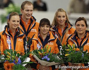 The 2012 Rabo Talent Team dressage riders: Danielle Houtvast, Diederik van Silfhout, Angela Krooswijk, Stephanie Kooijman, Danielle Heijkoop :: Photo © Astrid Appels