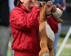 Cathrine Dufour's mom Mona with her daughter's good luck teddy bear