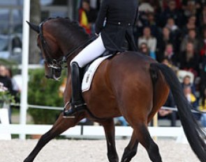 Silver medalists Vivian Scheve and Bellheim perform wonderful half passes