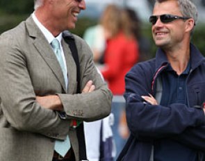 FEI Dressage Director Trond Asmyr sharing a laugh with Norwegian team trainer Ulrik Sorensen