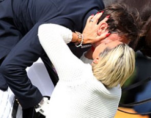 Austrian Oliver Valenta gets a big kiss after a super ride