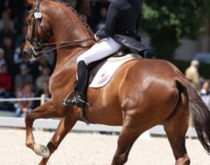 Dutch Michelle van Lanen finished her young riders career with her last YR freestyle on Urchin B (by Jazz). The pair ranked 8th