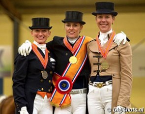 The 2012 Dutch Indoor Championship Grand Prix podium: Marlies van Baalen, Madeleine Witte-Vrees, Stephanie Peters :: Photo © Digishots.nl