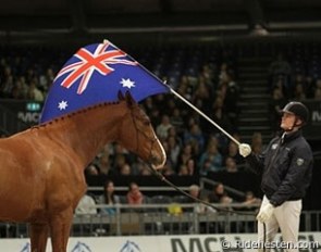 Tristan Tucker during a demonstration at the Danish Stallion Licensing in Herning :: Photo © Ridehesten