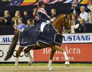 Adelinde Cornelissen and Parzival win the Grand Prix class at the 2012 CDI-W Odense :: Photo © Ridehesten.com