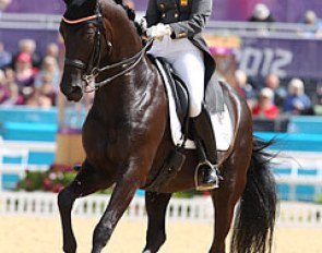 The student almost beat the master: 19-year old Morgan Barbancon on Anky's former horse Painted Black. Morgan had a lovely ride on "PB" but he made an unscripted flying change in the extended canter