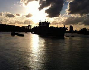 The Royal Navy's largest warship HMS OCean has sailed up the Thames as the military stepped up security preparations for the Olympics. The ship acts as a launch pad for eight Lynx helicopters and a base for Royal Marine snipers.
