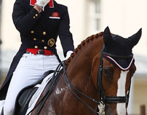 An emotional Laura Bechtolsheimer at the end of her test
