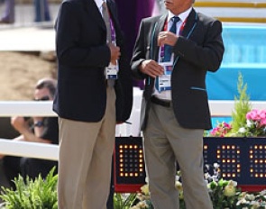 FEI Dressage Director Trond Asmyr talking to Stephen Clarke, president of the ground jury :: Photo © Astrid Appels