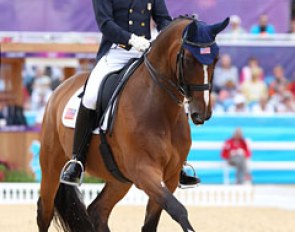 Jan Ebeling on Rafalca (by Argentinus x Rubinstein). We still haven't seen them repeat their peak performance from the 2011 World Cup Finals in Leipzig on European soil, but the pair stood out with their canter work in Greenwich
