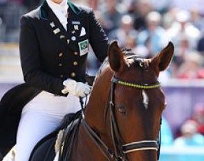 Brazilian Luiza Tavares de Almeida on the Portuguese bred Lusitano Pastor