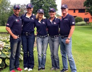 The U.S. Olympic Dressage Team at Layham Hall: Steffen Peters, Adrienne Lyle, Anne Gribbons, Tina Konyot and Jan Ebeling :: Photo © Anne Gribbons