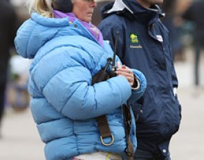 This Norwegian lady was well bundled up. Norwegian team trainer Ulrik Sorensen at her side