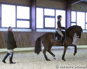 Klaus Balkenhol helps Helen Langehanenberg and Damon Hill with the piaffe training. Looks pretty perfect to me!