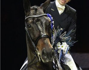 Dina Ellermann and Landy's Akvarel winning it big at the 2012 CDI Tallinn :: Photo © Külli Tedre 
