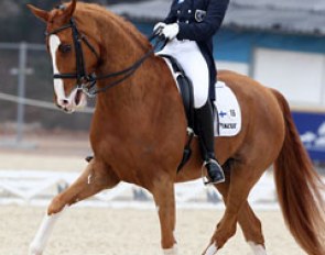 Finland's Emma Kanerva on Dr. Jorge de la Rocha's former GP horse Donnelly (by Donnerruf)