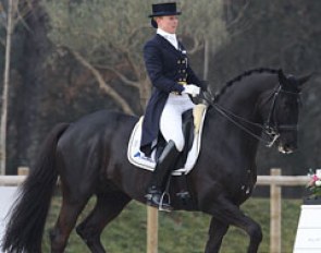 Finnish Terhi Stegars on the Trakehner licensed stallion Axis TSF