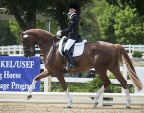 Alice Tarjan and Elfenfeuer at the 2012 U.S. Young Dressage Horse Championships :: Photo © Phelpsphotos.com