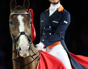 Adelinde Cornelissen rides Galahad for the Grand Prix prize giving ceremony at the 2012 World Cup Finals :: Photo © Astrid Appels