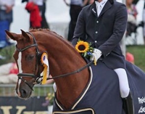 Michael Eilberg and Woodlander Farouche at the 2012 World Young Horse Championships :: Photo © Christina Beuke