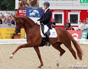 Michael Eilberg and Woodlander Farouche at the 2012 World Young Horse Championships :: Photo © LL-foto.de