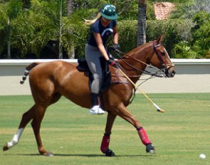 Anja Plönzke trying out polo in Wellington, Florida