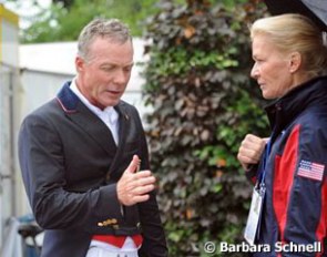 Jan Ebeling talking to his trainer Christina Traurig
