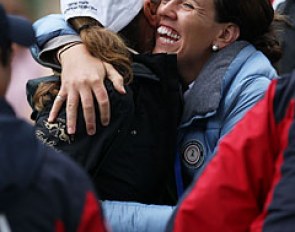 Shannon Peters hugs a friend