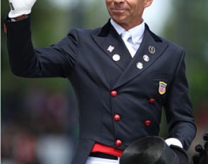 Steffen Peters in his new tail coat with red buttons